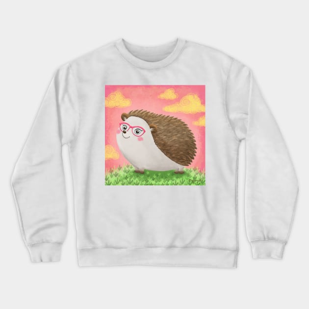 Hedgie Hedgehog with Glasses Crewneck Sweatshirt by ErinKantBarnard